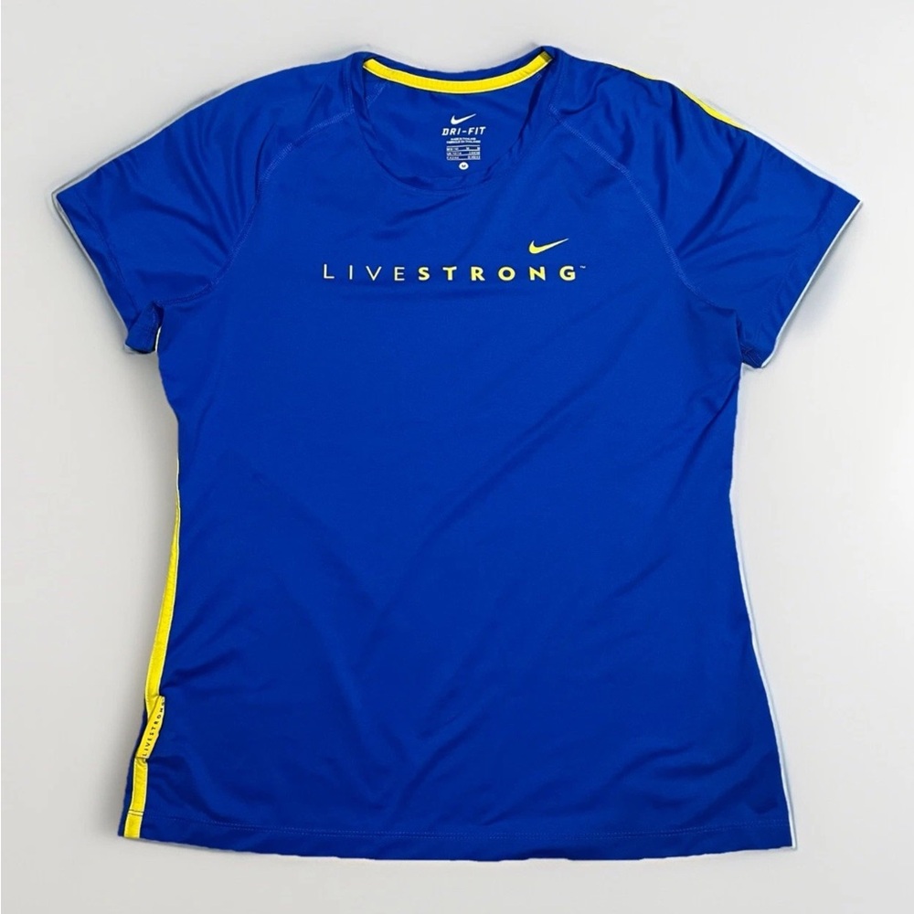 Nike Blue and Yellow Fitted Short Sleeve Tee